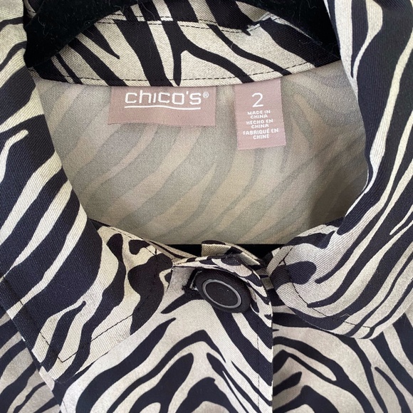 Chico's Zebra-Print Jacket, Sz 2 - Picture 3 of 5